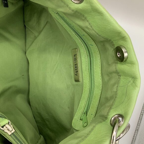 Kate Landry Mint Green Cream Natural Straw Shoulder Bag - Picture 5 of 7